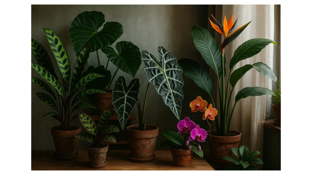 plantas exoticas en un rincon del hogar